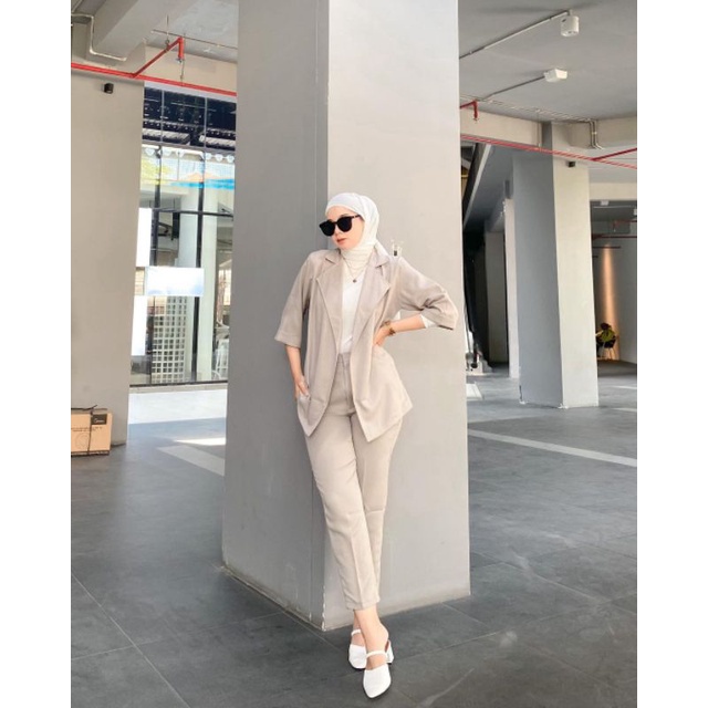 Setelan Blazer Wanita 1 Set Import Terbaru 2023 Pakaian Kerja Setcel Panjang Putri Proyek Lapangan B