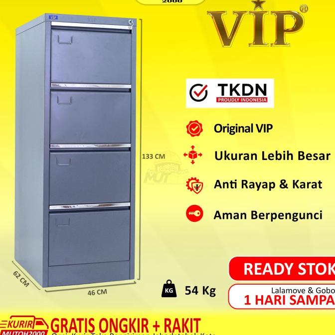 

New Tkdn Vip V-304 Filling Cabinet Kabinet Besi 4 Laci 4 Susun Terbaik