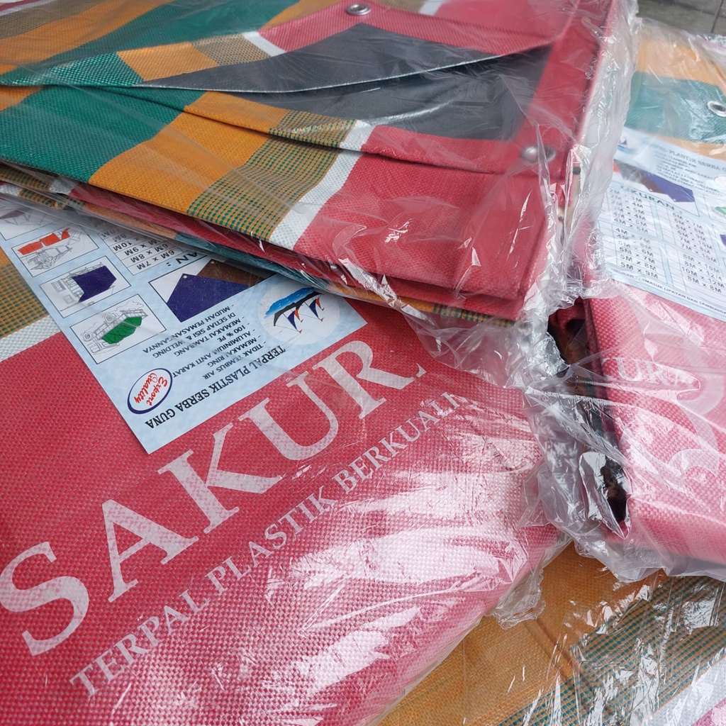 Tenda jadi SAKURA STRIP 3x4m terpal truk tebal strip belang pelangi full press siap jadi