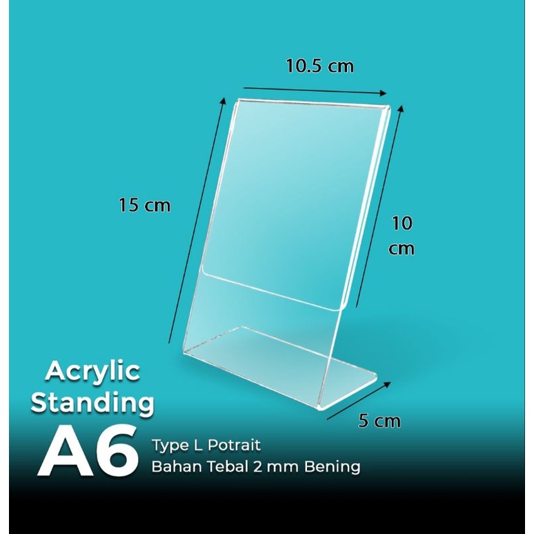 

Tempat Brosur / QRIS/ Aklirik Tent Holder A6 Potrait Model L tebal 2mm Bening Premium