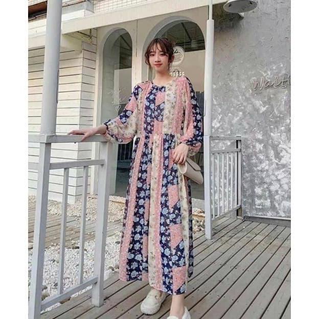 New Sale Long Dress Maxi Wanita Import / Colorful Summer Dress Pantai Hijab Pengiriman Cepat