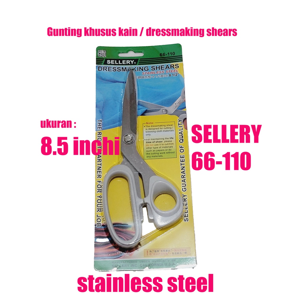 

Sellery 66-110 Gunting Kain 8.5 Inch / Dressmaking Shears Kulit Jahit Karton