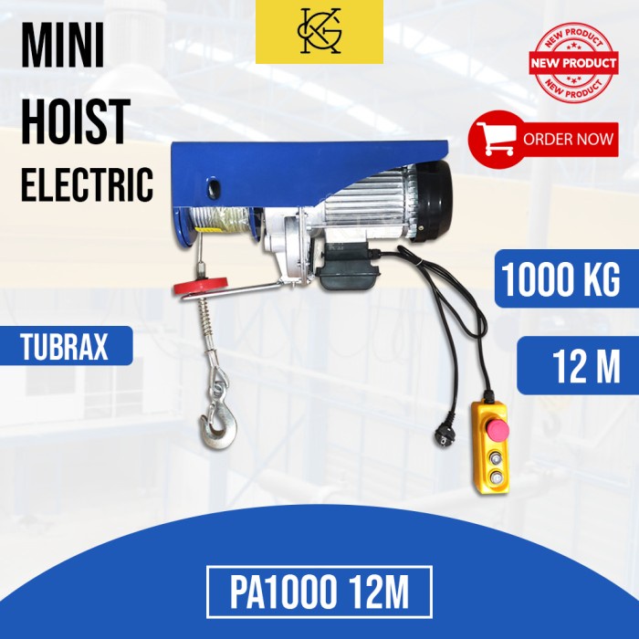 Promo Mini Hoist Electric Pa1000 Katrol Elektrik Takel Listrik 20 Meter 1Ton