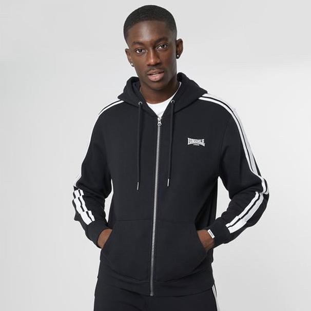 Jacket Pria Lonsdale Zip Hoodie Black Original Authentic Ohmymarketid