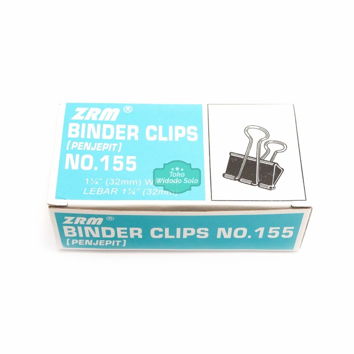 

Binder Clip ZRM No 155 1 1/4inch Metal Klip Penjepit Kertas 1 Box