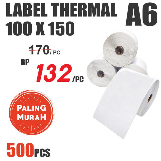 

;&;&;&;&] 500pcs 100x150 Kertas Thermal Printer Stiker Label Barcode 100 x 150 A