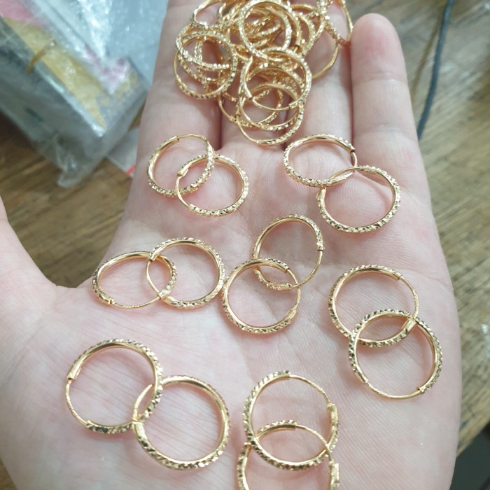 ✨Termurah Anting Gipsy Mesin Bulat Emas Polos Asli 1 Gram G Gr Kadar 70 700 Bisa Sameday