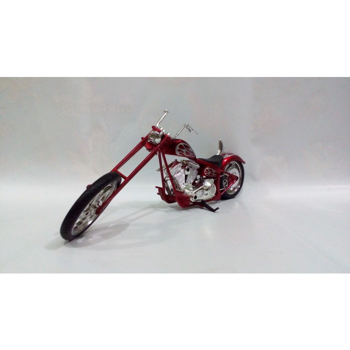 DIECAST MINIATUR MOTOR KLASIK HARLEY CHOPPERS CUSTOM MERAH REPLIKA