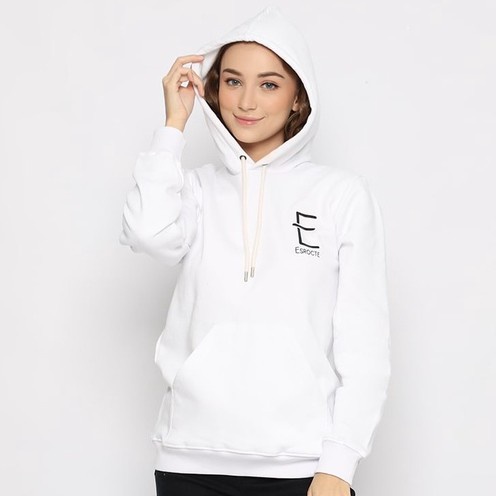 Esrocte Jaket Hoodie Unisex Lengan Panjang Logos - Natural White M-Xl