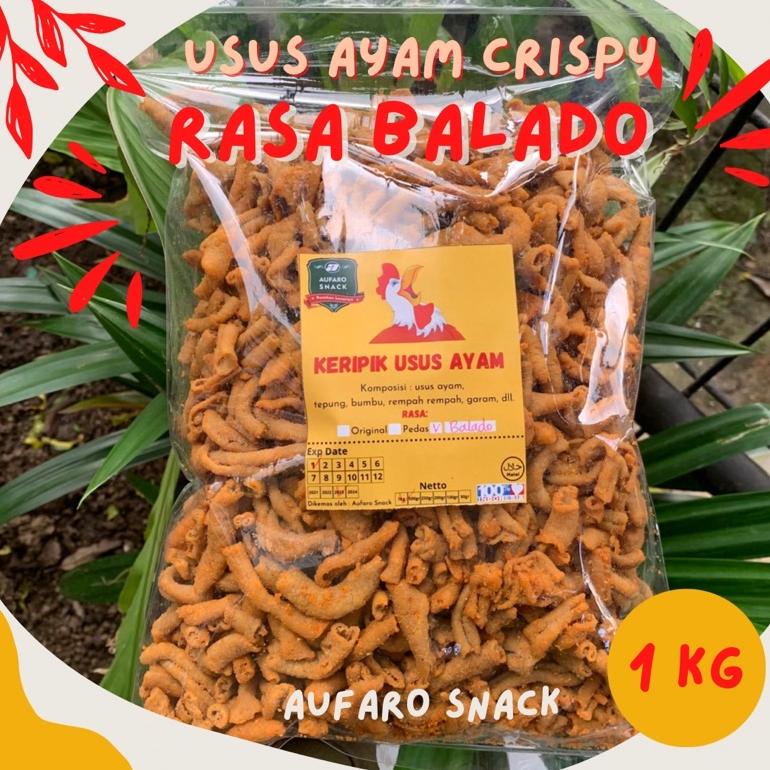 

Baru KERIPIK USUS AYAM CRISPY RASA BALADO 1KG KRIPSUS KRISPI AUFARO SNACK