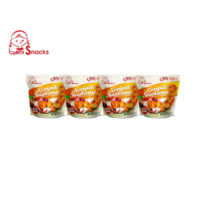 

Ready Leni Snacks 4 Pcs Keripik Singkong Pedas Manis (New Pack) Best Seller
