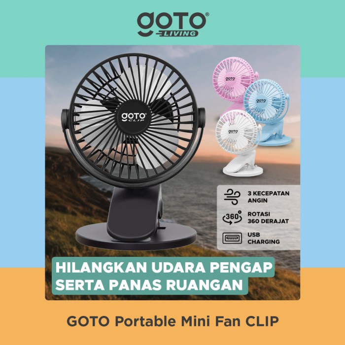 Sale Goto Clip Mini Fan Rotating Kipas Angin Meja Mini Jepit Portable USB /KIPAS ANGIN MINI/KIPAS