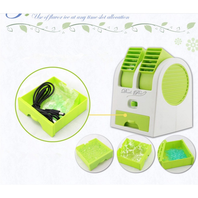 Discount AC Duduk Mini Portable Double Fan Kipas Angin Tanpa Baling /KIPAS ANGIN MINI/KIPAS ANGIN