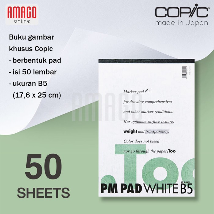 

KERTAS COPIC - PM PAD PAPER - B5 SIZE - 50 SHEETS - WHITE - CPAD03