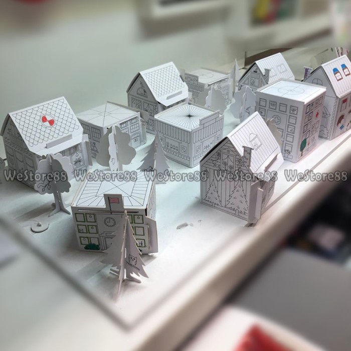 

Kreasi kertas lipat template rumah kota karton isi 10pc WEO IK5352 MAL