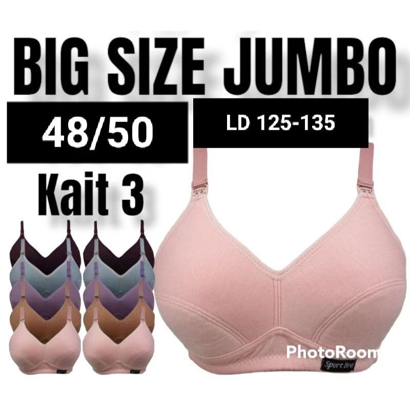 1 lusin bh sport jumbo size 48-50 cup besar | sport bra jumbo kait 3 tanpa busa tanpa kawat