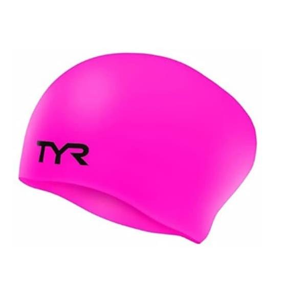 TYR Long Hair Silicone Swim Cap Pink - Topi Renang