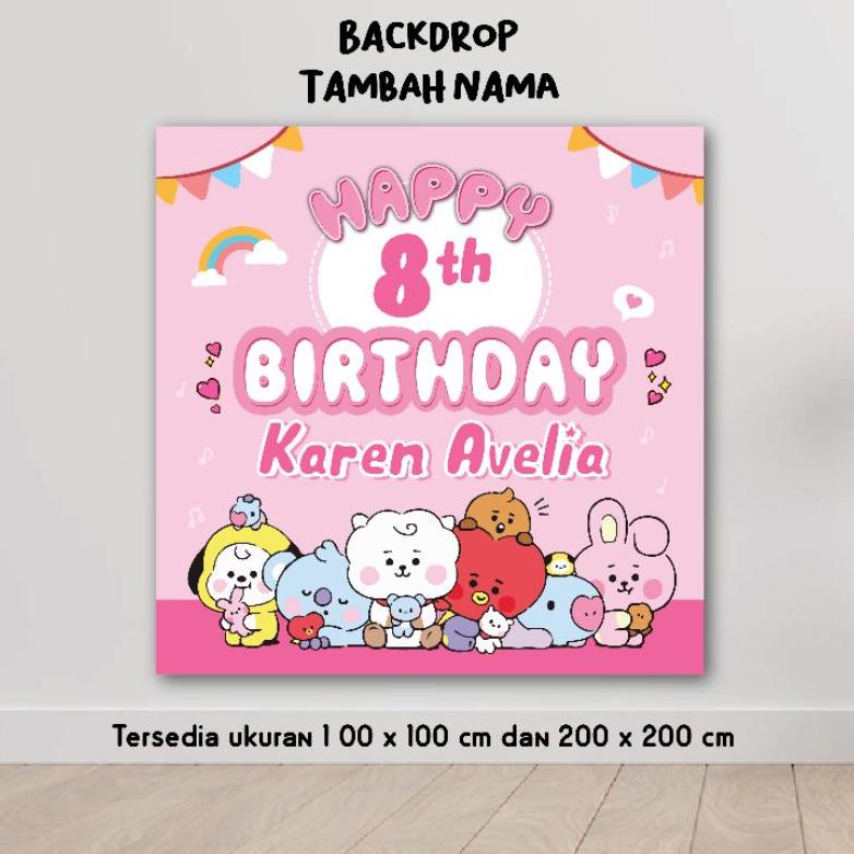 BACKDROP BT21 BACKGROUND BANNER DINDING HIASAN DEKORASI ULTAH ULANG TAHUN HAPPY BIRTHDAY BTS BALON D