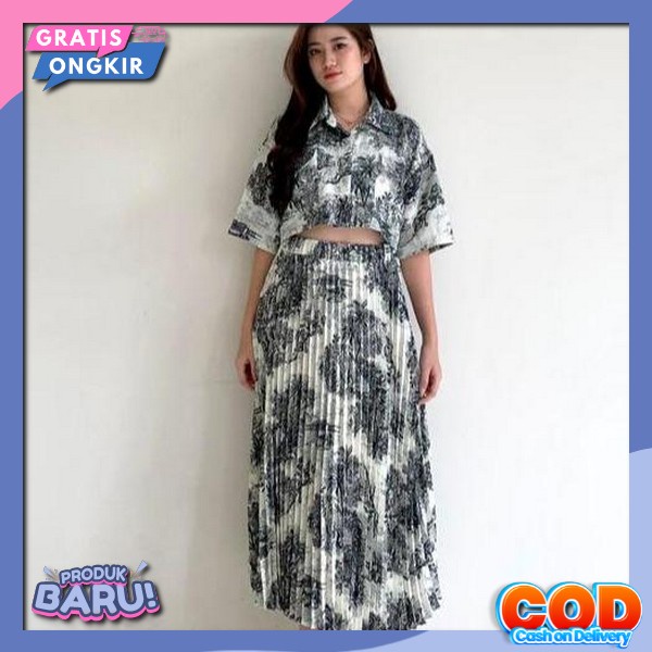 Oneset Korean Style Pakaian 1 Set Remaja One Set Kekinian Oneset Terkini Murah Atasan Stel Celana Ba