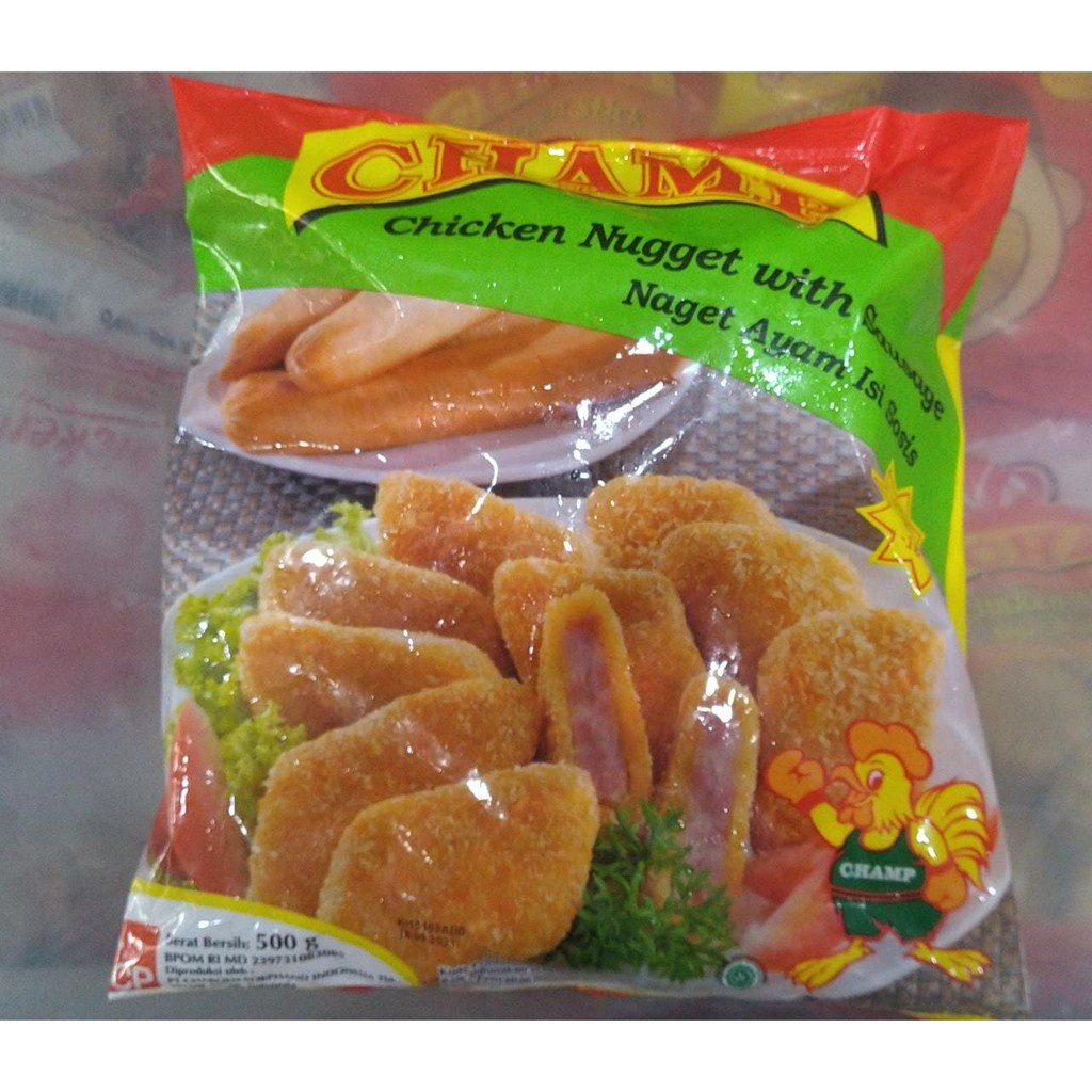 

Champ Chien Nugget With Sausage / Naget Ayam Isi Sosis 500Gr