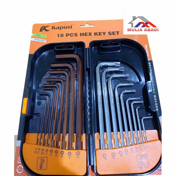 Kunci L Set 18Pcs 2Macam Ballpoint+Bintang Kapusi /Kunci L S2 Kapusi Best Deal