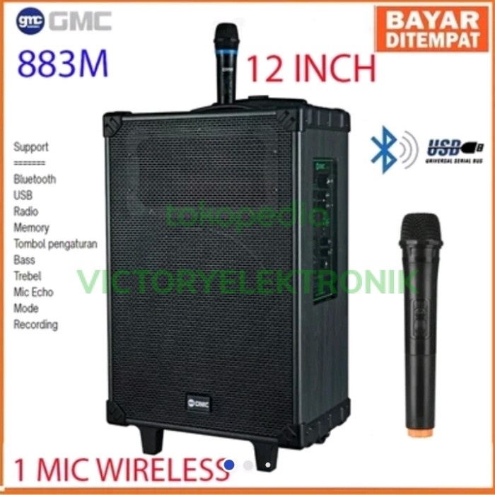 speaker bluethoot karaoke 12in gmc 883m