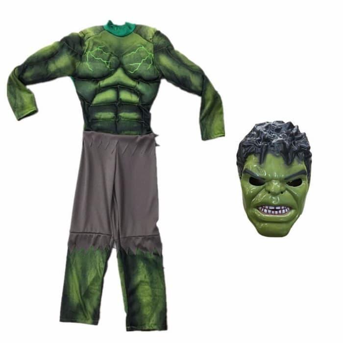 kostum anak hulk avengers topeng dan baju berotot halloween cosplay Best Seller