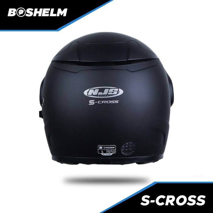 Helm Njs S-Cross Solid Hitam Doff Helm Full Face Sni