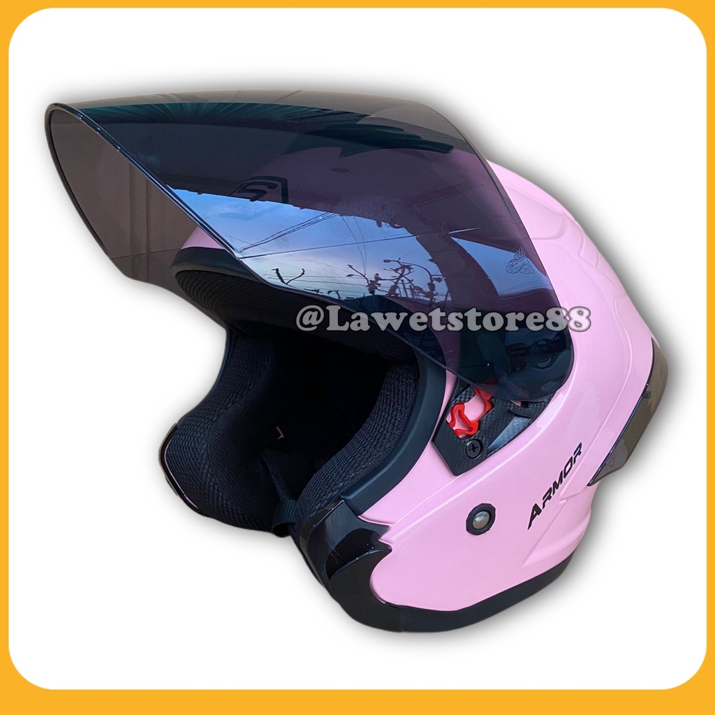 Helm Sepeda Motor Half Face Js Yakuza Armor Solid Polos Helem Pria Wanita Dewasa Standar Sni Sport P