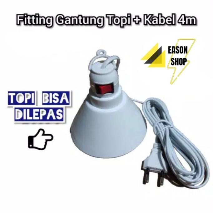 Fitting Lampu Gantung Saklar Topi + Kabel 4 Meter