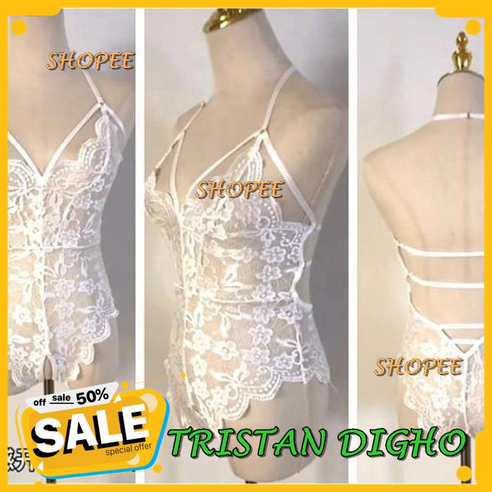 LINGERIE SEXY OPEN CROTCH HALTER NECK TRANSPARANT LINGERIE TEDDIE A / LINGERIE SEXY OPEN CROTCH HALT