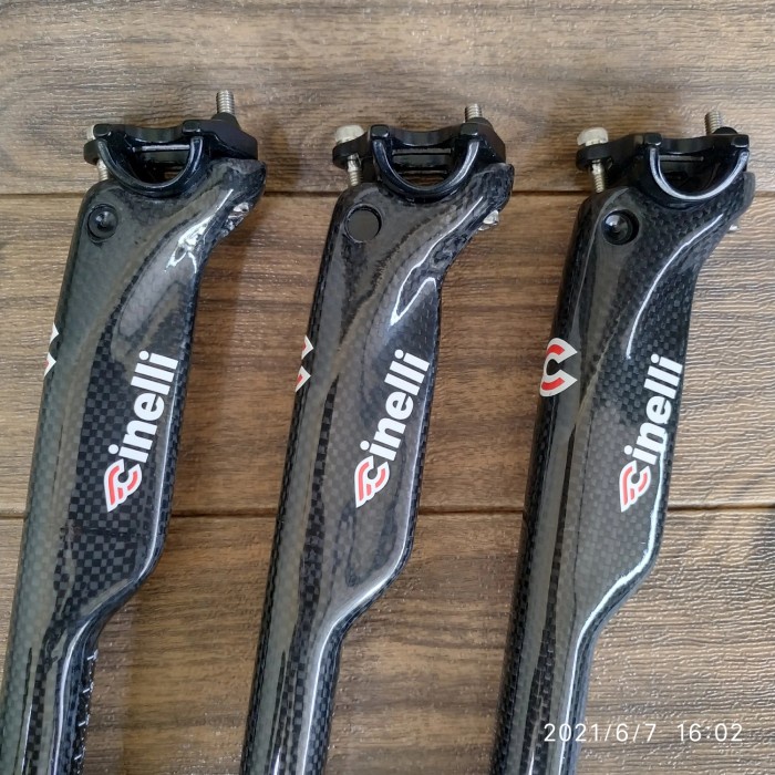 ✨Ori Cinelli Carbon Seatpost Aero Wind Break 27.2Mm 3K Glossy Berkualitas