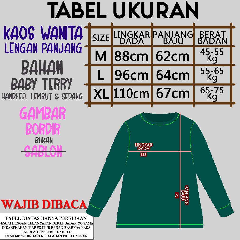 New Kaos Atasan Wanita Lengan Panjang Bordiran ..