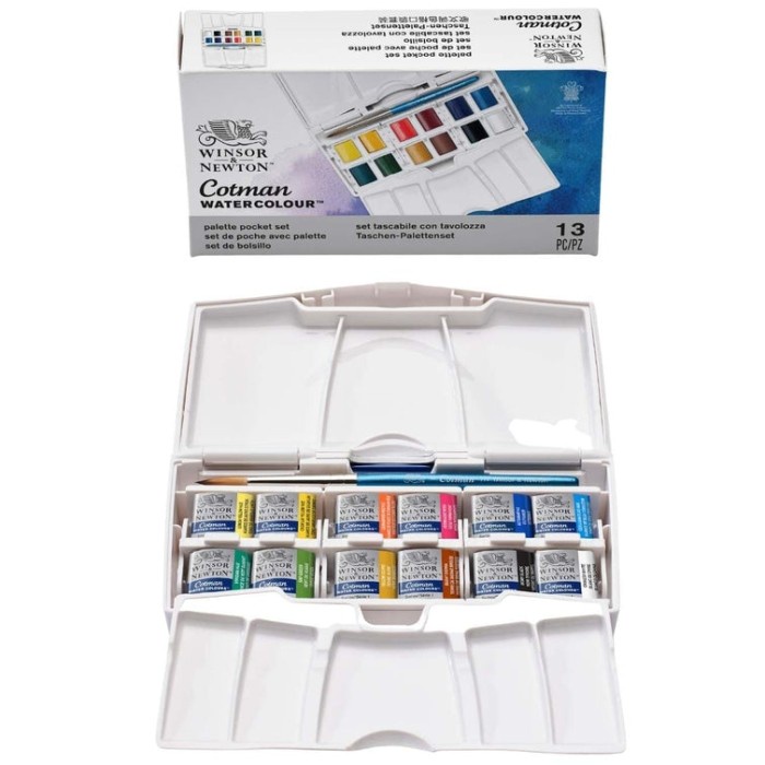 

Cotman Watercolours Pocket Plus 12 half pans Winsor & Newton