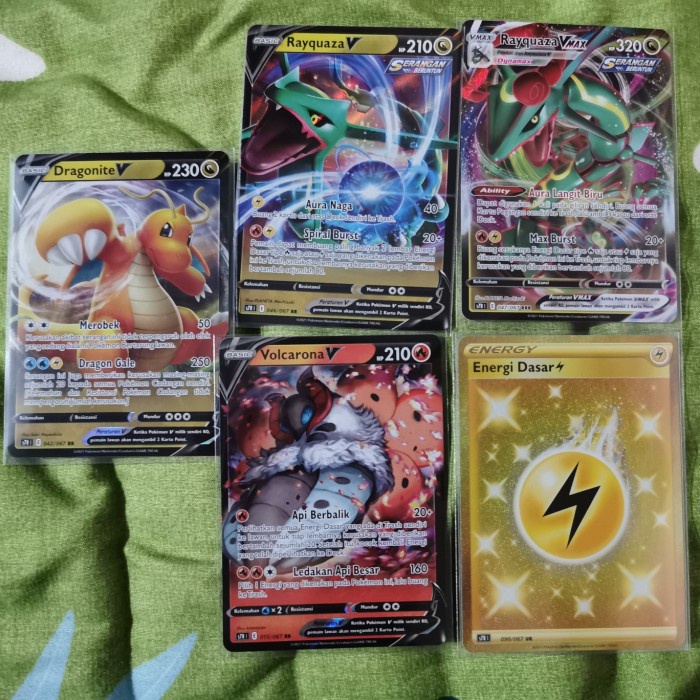 ✅New Energi Dasar Petir Listrik Ur Rayquaza Dragonite Pokemon Vmax V Kartu Terbatas