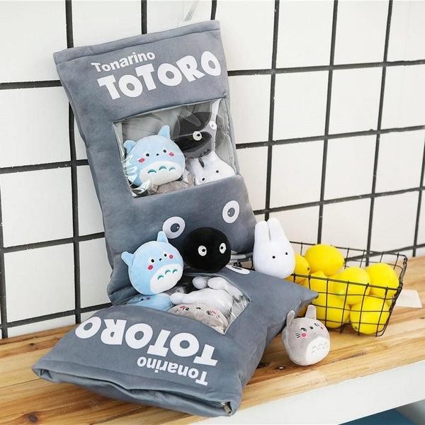 ✅New Ori Tonarino Totoro Plush Bag With 8 Cute Kawaii Plushies - Boneka Totoro Limited