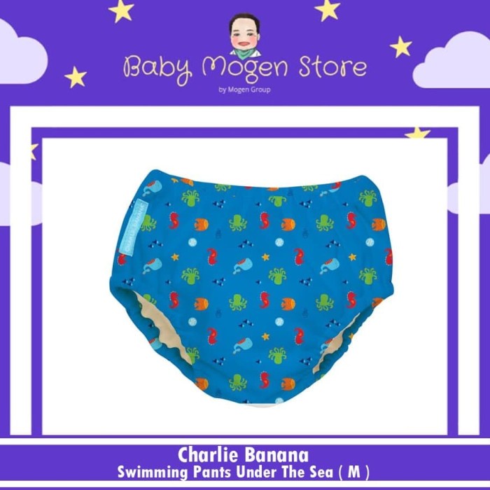 ✅New Ori Charlie Banana 2In1 Swim Diaper  Swimming Pants Under The Sea Size M Limited