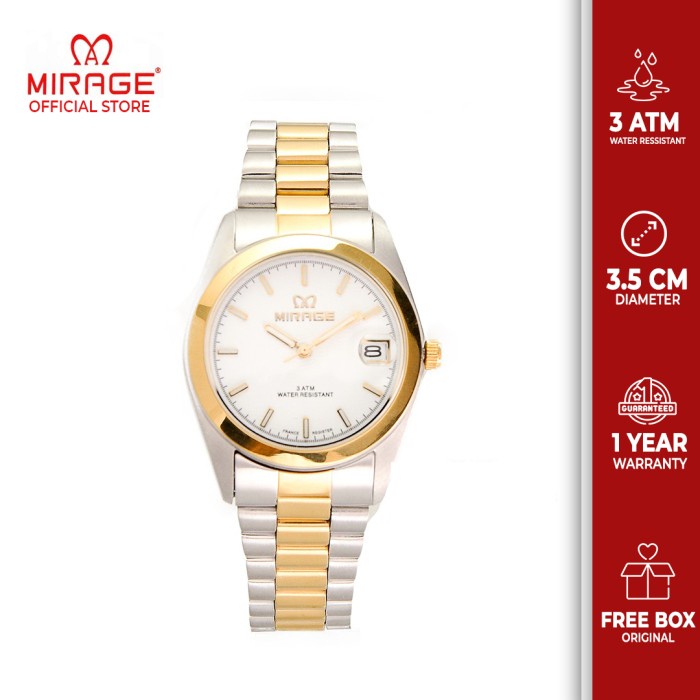 ✅Ori Jam Tangan Mirage Original Ts195M Kombinasi Silver Gold Pp Diskon
