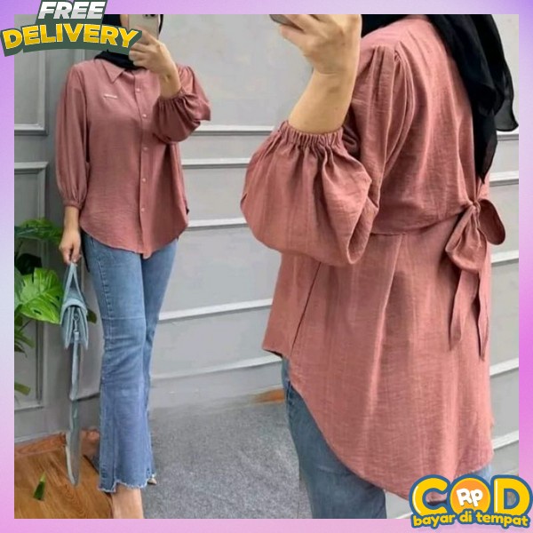 Buju Krmeja Korea Style Bluss Kemeja Wanita Atasan Blouse Kekinian Atasan Cewek Import Premium Kemej
