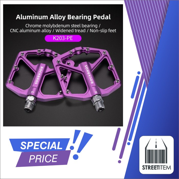 [New Ori] Pedal Bearing Rockbros K203 Alloy Sepeda Mtb Seli Roadbike Ungu Terbaru