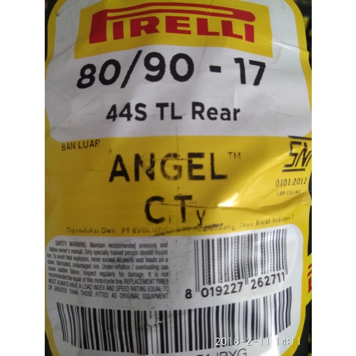 BAN PIRELLI ANGEL CITY UK 80/90 RING 17 ORIGINAL BEST QUALITY