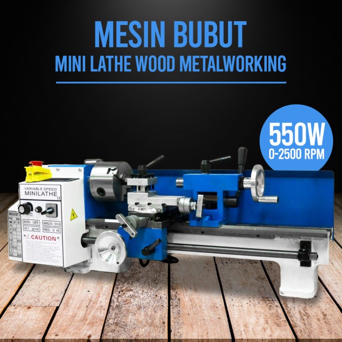 Mesin Bubut Mini Lathe Metalworking DIY 550W CJ0618 MX-0618 ELMAZHGANG