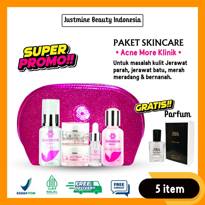 [Original] Justmine Beauty Skincare Acne More Klinik / Forte Isi 5 Bisa Gojek