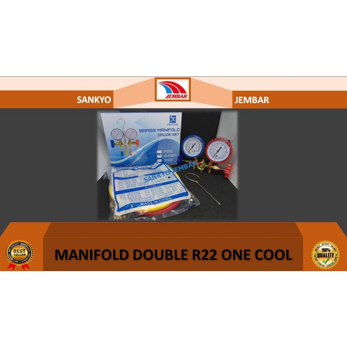 ✅Baru One Cool Brass Manifold Gauge Set/Alat Ukur Tekanan Ac Double Manifold Diskon