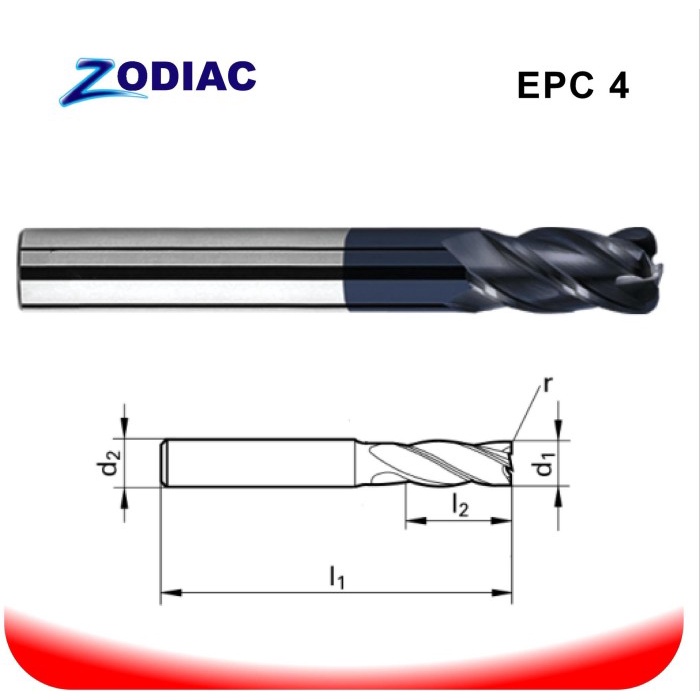 ✅COD Zodiac Carbide Corner Radius Endmill 8Xr1X100 Berkualitas