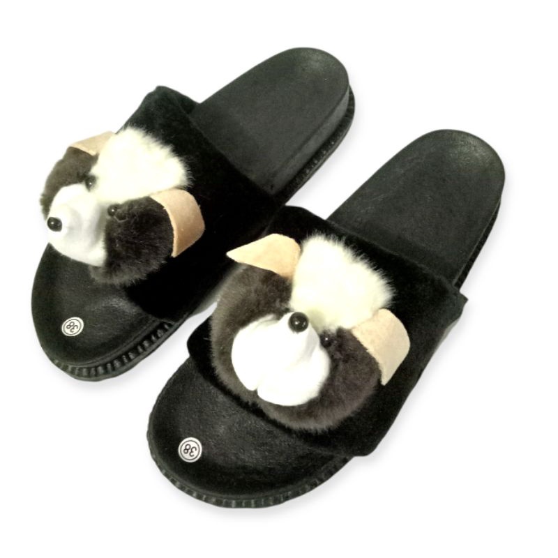 Sandal Bulu Boneka Korea Sandal Bulu Sandal Wanita Sandal Kokop Bulu