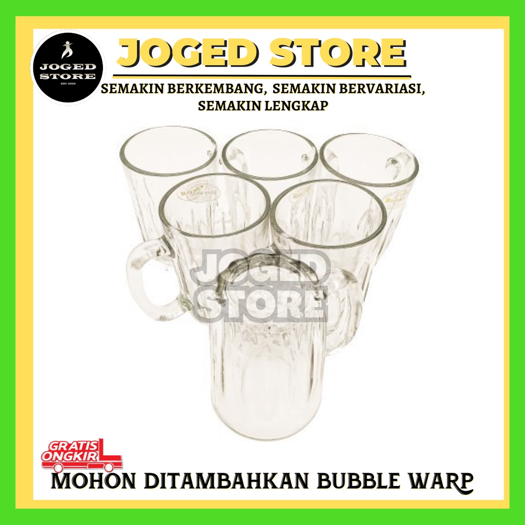 Gelas Kopi 250ml 6pcs Cangkir Teh Royalex Kaca FM-255 | Gelas Kaca Minuman Cafe | Gelas Kopi | Gelas