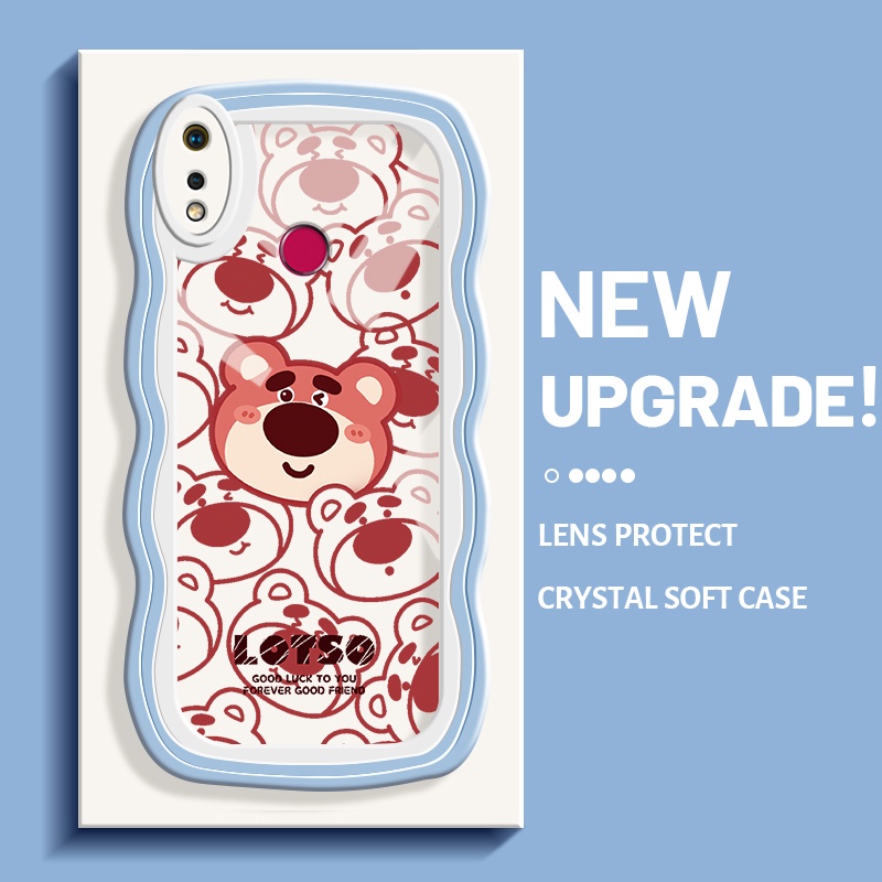 Casing Ponsel untuk Realme 3 Pro C2 C2s 3i Case HP kartun stroberi beruang Lotso indah batas gelomba