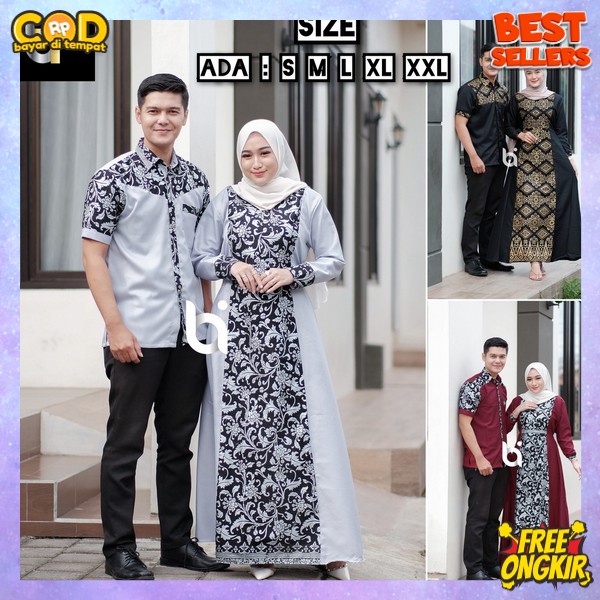 Bju Pasngan Cwo Cwe Gamis Kapelan Gamsi Kople Suami Istri Seragam Kapel Muselim Baju Moslim Satu Pas