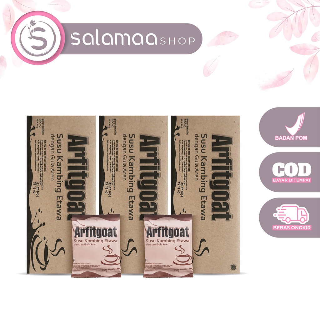 

ARFITGOAT - Paket 3 Box Susu Kambing Arfitgoat Susu Etawa Bubuk Rasa Gula Aren Masalah Nyeri Sendi